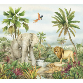 Papier peint animaux de la jungle couleur 225 x 270 cm