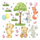 Stickers animaux de la foret ourson, renard, lapin - 1 planche 30x30cm