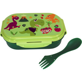 Vaisselle boite à sandwich rectangulaire de couleur vert - dinosaure - 21x14x6 cm