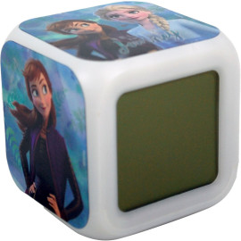 Réveil numérique carré Disney la reine des neiges - bleu - 8x8x8cm 
