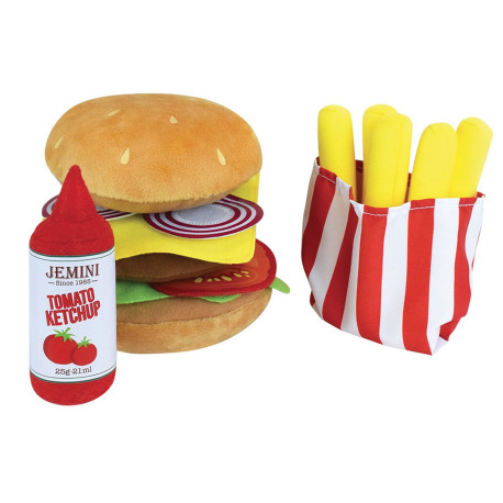 peluche pack Menu burger et frites peluche et accessoires 12 cm