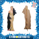 Figurine en carton taille réelle - Khloé Kardashian en robe de soirée dorée - Mannequin Américaine - Hauteur 180 cm