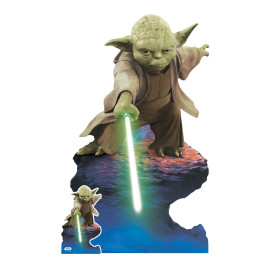 Figurine en carton Star Wars - Yoda et son Sabre Laser - Hauteur 125 cm