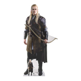 Figurine en carton taille réelle - Legolas et sa tenue mythique marron et son arc - Le Seigneur des Anneaux - Hauteur 185 cm