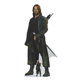 Figurine en carton taille réelle - Aragorn tout de noir vêtu avec son épée - Le Seigneur des Anneaux - Hauteur 192 cm