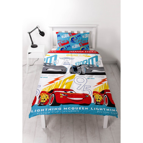 Parure de lit réversible et Taie D'oreiller Disney Cars Flash McQueen - 135 cm x 200 cm