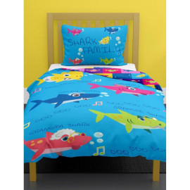 Parure de lit réversible Junior et Taie D'oreiller Baby Shark - 120 cm x 150 cm