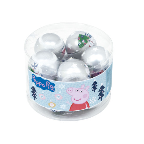 Lot de 10 boules de Noël argentées 6cm - Peppa Pig