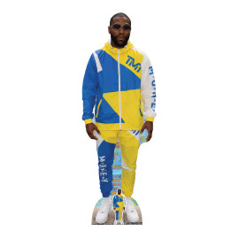 Figurine en carton taille réelle - Floyd Mayweather - Boxeur en survêtement jaune et bleu - Hauteur 174 cm