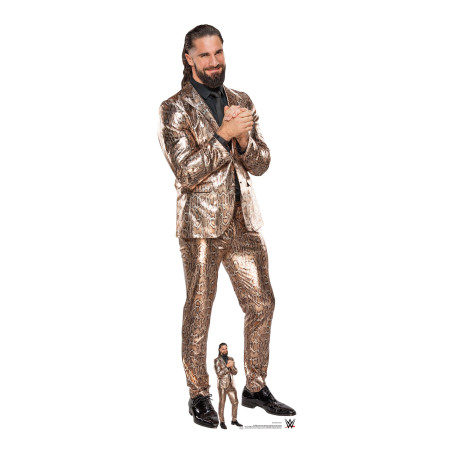 Figurine en carton taille réelle - Seth Rollins en costume doré - Catch WWE - Hauteur 186 cm
