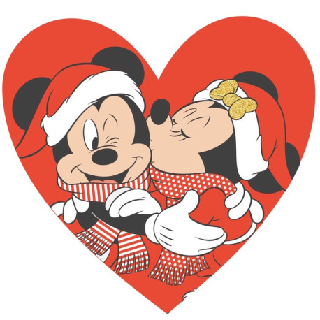 Coussin Forme Cœur Mickey et Minnie Noël