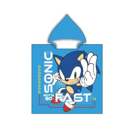 Poncho avec capuche - Sonic - "Gotta Go Fast" - Bleu