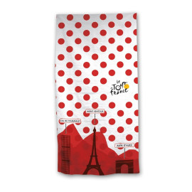 Serviette de plage - Cyclisme Tour de France - Blanche à pois Rouge - 70x140 cm