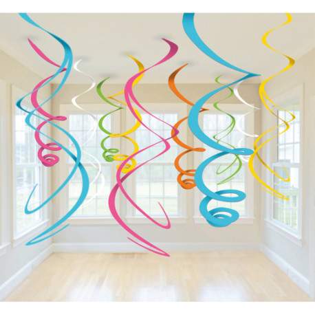 Ensemble de guirlandes en spirales multicolores- 12 pièces - 55 cm