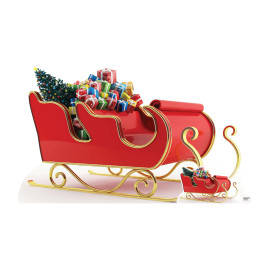 Figurine en carton - Noël - Traîneau du Père Noël avec des cadeaux - Hauteur 93 cm