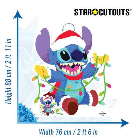 Figurine en carton - Noël - Disney Stitch - Hauteur 88 cm
