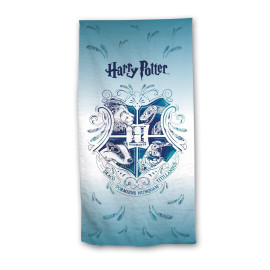 Serviette de plage - Harry Potter - Blason "Hogwarts" - Bleue et Blanche - 70x140 cm
