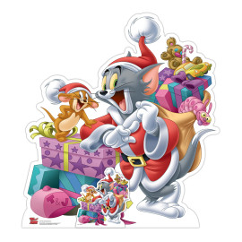 Figurine en carton - Noël - Tom & Jerry - Cadeaux de Noël - Hauteur 93 cm