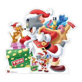 Figurine en carton - Noël - Tom & Jerry - Cadeau de Noël Tom Vert - Hauteur 81 cm