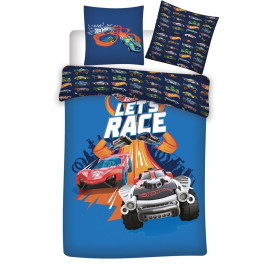 Parure de lit réversible Hot Wheels "Let's Race" Bleue - 140 cm x 200 cm