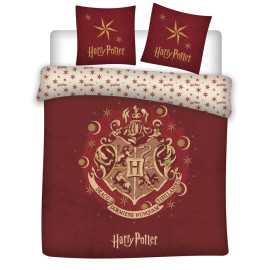 Parure de lit double réversible Harry Potter - Blason Hogwarts - Rouge - 200 cm x 200 cm
