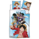 Parure de lit réversible One Piece Luffy et tous les personnages - 140 cm x 200 cm
