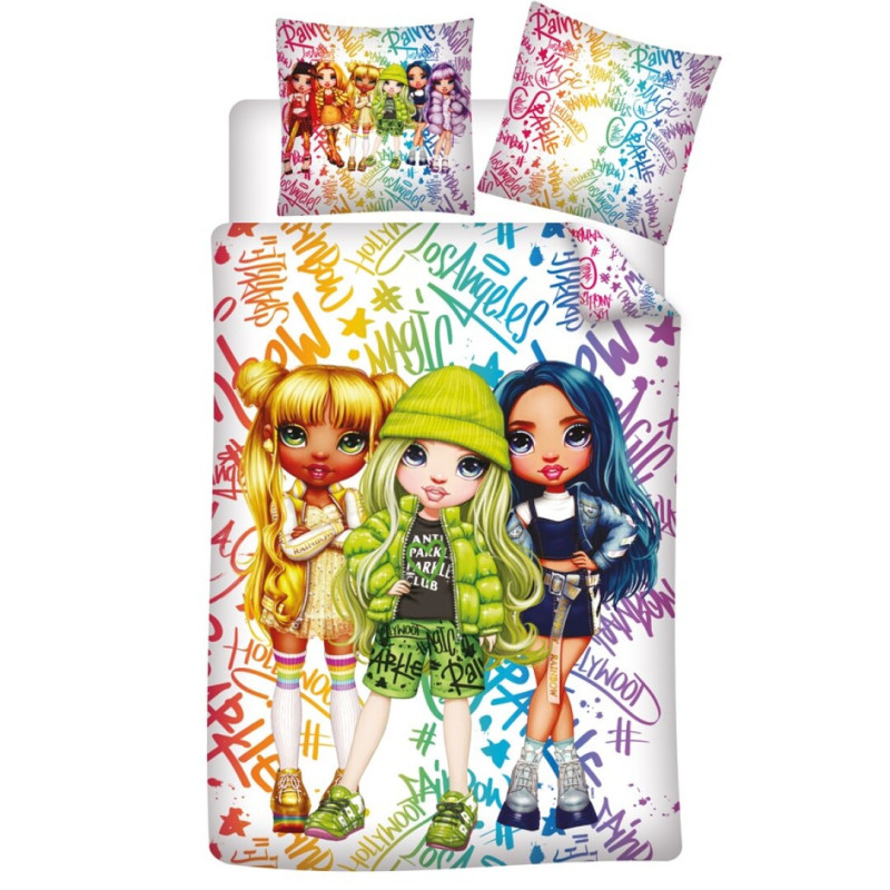 Parure de lit réversible Rainbow High - Sunny, Jade et Skyler - 140 cm x  200 cm