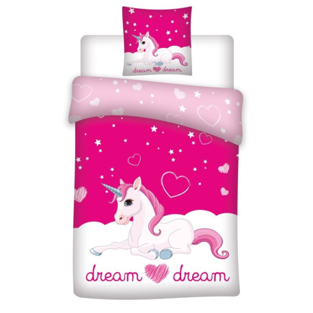Parure de lit réversible Licorne "Dream, Dream" - 140 cm x 200 cm