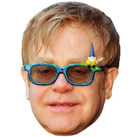 Masque en carton 2D Elton John - Chanteur - Taille A4