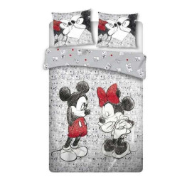 Parure de lit double réversible Disney Mickey et Minnie - 200 cm x 240 cm