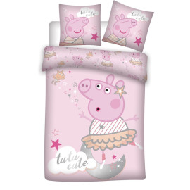 Parure de lit réversible Peppa Pig - Ballerine - "Tutu Cute" - 140 cm x 200 cm