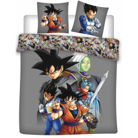 Parure de lit double réversible Dragon Ball Z - Son Goku, Vegeta, Goku Black, Zamasu - 220 cm x 240 cm