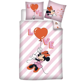 Parure de lit réversible Disney Minnie - Ballon Love - 140 cm x 200 cm