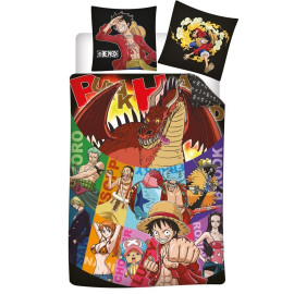 Parure de lit réversible One Piece Luffy et tous les personnages - Multicolors - 140 cm x 200 cm