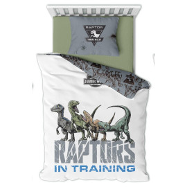 Parure de lit réversible Jurassic World - "Raptors in Training" - 140 cm x 200 cm