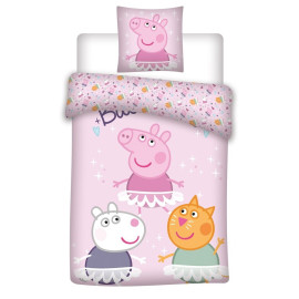 Parure de lit réversible Peppa Pig - Peppa, Suzy et Candy - Rose - 140 cm x 200 cm