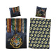 Parure de lit réversible Harry Potter - Blason Hogwarts - Gryffondor, Serpentard, Poufsouffle, Serdaigle - 140 cm x 200 cm