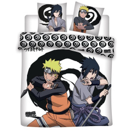 Parure de lit double réversible Naruto et Sasuke - 220 cm x 240 cm