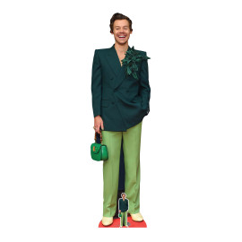 Figurine en carton taille réelle - Harry Styles - Tenue Verte - Chanteur et Acteur Britannique - Hauteur 186 cm