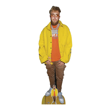 Figurine en carton taille réelle - Jake Paul - Veste Jaune - Influenceur et Vidéaste Américain - Hauteur 187 cm