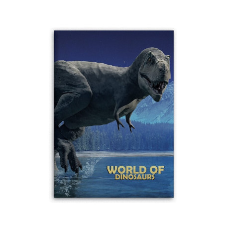 Plaid Polaire - "World of Dinosaurs" - Bleu - 100 cm x 140 cm