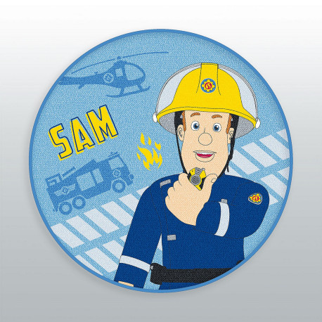 Tapis Rond - Sam le Pompier - Sam - Bleu - 90 cm  Tapis rond sur Découvrez  les tapis pour enfant sur Déco de Héros