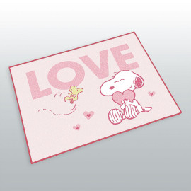 Tapis - Snoopy - "Love" - Rose - 100 cm x 120 cm