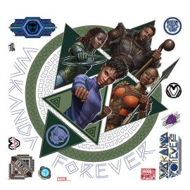 Stickers repositionnables - Personnages Black Panther : Wakanda Forever - M'Baku, Nakia, Okoye et Shuri - 43 cm x 47 cm
