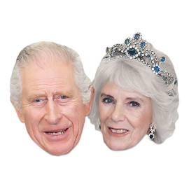 Lot de Masques en carton - Roi Charles III et Reine Consort Camilla - Famille Royale - Taille A4