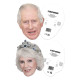 Lot de Masques en carton - Roi Charles III et Reine Consort Camilla - Famille Royale - Taille A4