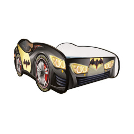 Lit + Matelas - Lit Enfant Racing Car Hero - Batcar - Noir - 140 x 70 cm