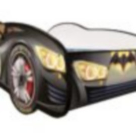 Lit LED + Matelas - Lit Enfant Racing Car Hero - Batcar - Noir - 160 x 80 cm