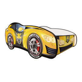Lit + Matelas - Lit Enfant Racing Car Hero - Transformers - Bumblebee Car - Jaune - 140 x 70 cm