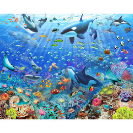 Papier peint Walltastic animaux marins, orques, baleine, raie, dauphins corail 305x244cm